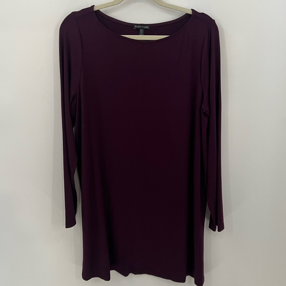 Eileen Fisher plum knit tunic dress